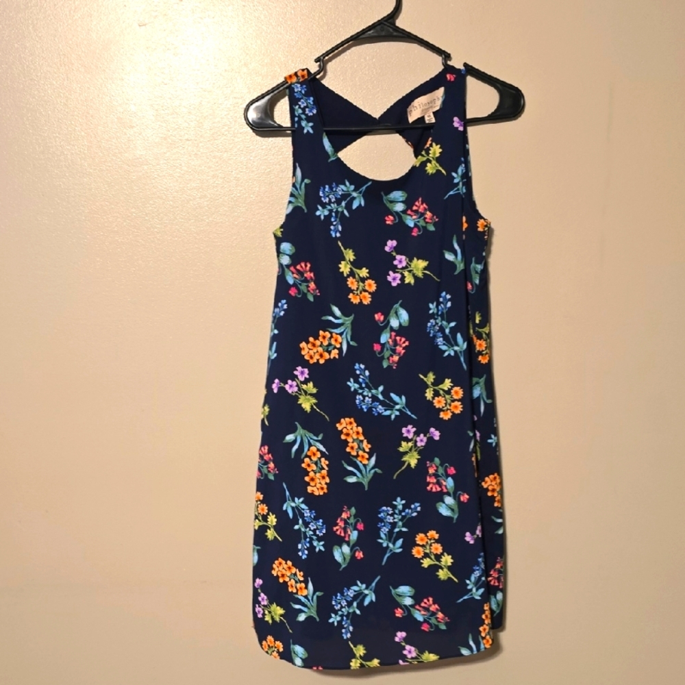Philosophy Sundress Artsy Floral Swing Shift Sleeveless Keyhole Back Womens‎ XS